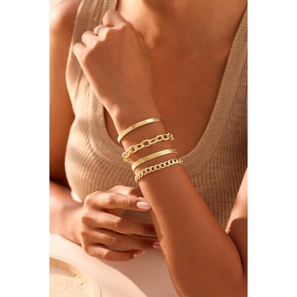 Trio of Adjustable 14K Gold-Plated Bracelets with Cubic Zirconia - Non-Tarnish - Picture 5 of 9